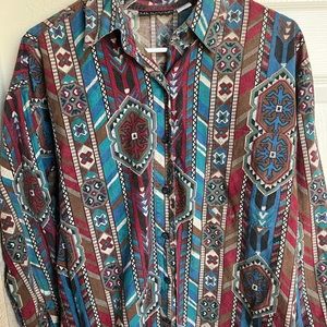 Grunge Button down- aztec pattern&designs.
